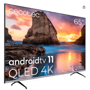 Cecotec Smart TV de 65″ TV V1. QLED ULTRA HD, Resolución 4K UHD, Sistema Operativo Android 11, Diseño Frameless