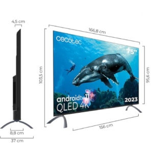 Cecotec Televisor QLED 75″ Smart TV V2. Resolución 4K UHD,Android TV 11, Google Assitant y Chromecast.