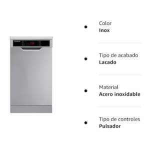 Corberó – Lavavajillas Gama Plus 45 cms. 6 Prog, Inox, Inicio Diferido, Función 3 en 1, 49 Db