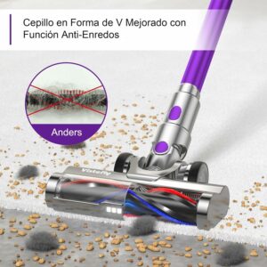 Vistefly V15 MAX Aspiradora sin Cable, 40Kpa 500W Aspiradora Escoba Potente 4 en 1,