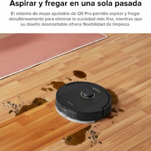 roborock Q5 Pro Robot Aspirador y Cepillo DuoRoller, 5500Pa, 770ml Depósito de Polvo, Tanque de Agua de 180ml